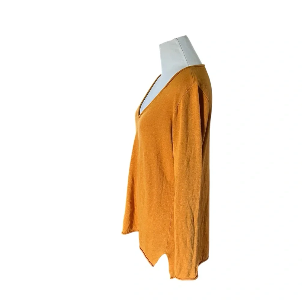 J. Crew Pullover Sweater S Linen Viscose V-Neck Rough Amber oversized beachy